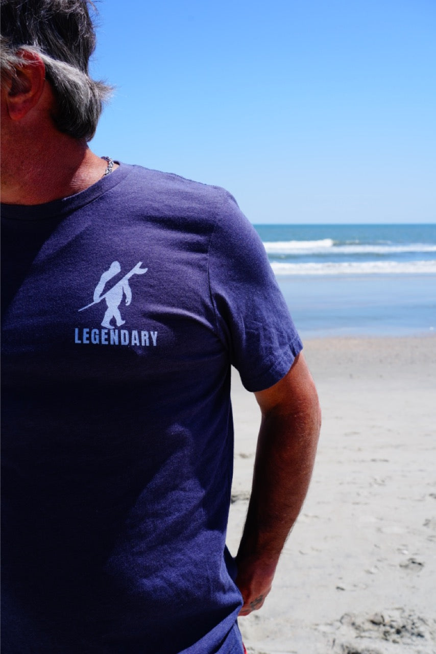 Legendary Bigfoot Navy Surf Tee – Premium Coastal T-Shirt