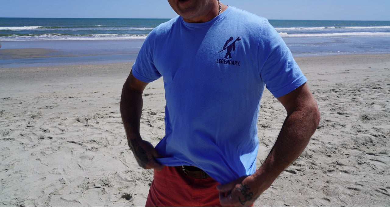 Legendary Bigfoot Blue Surf Tee – Premium Coastal T-Shirt