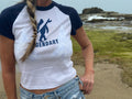 Legendary Women’s Raglan Baby Tee – Navy Blue & White