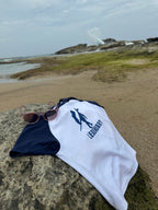 Legendary Women’s Raglan Baby Tee – Navy Blue & White