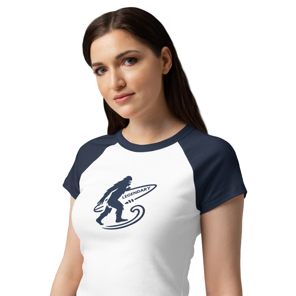 LEGENDARY Women’s Raglan Surf Tee – Fitted Coastal Graphic Shirt