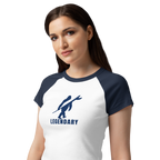 Legendary Women’s Raglan Baby Tee – Navy Blue & White