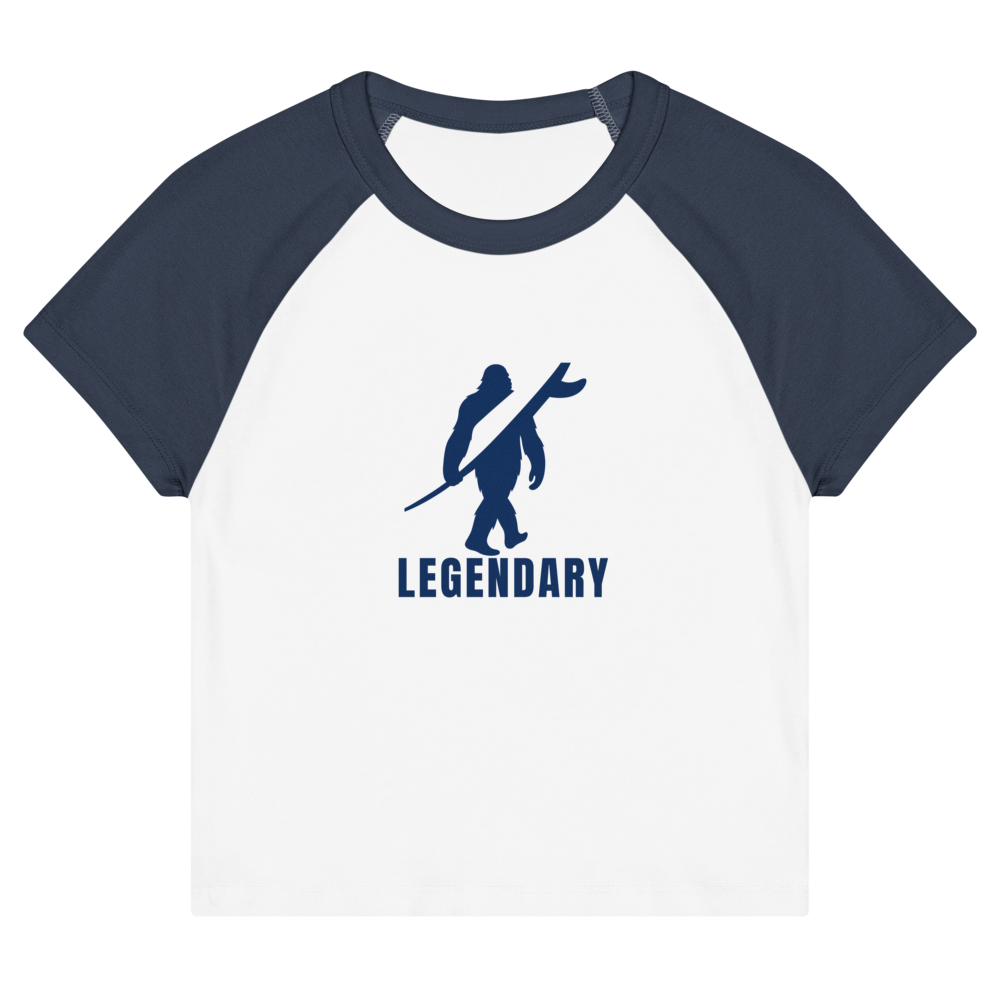 Legendary Women’s Raglan Baby Tee – Navy Blue & White